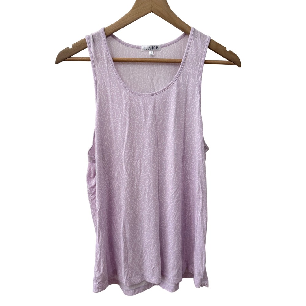LAKE Pajamas Tank Top Size M Lavender Purple Abstract‎ Squiggle Modal Stretch